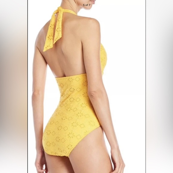 Kate Spade New York Embroidered Halter Plunge One Piece Swimsuit vacation beach - Picture 6 of 14